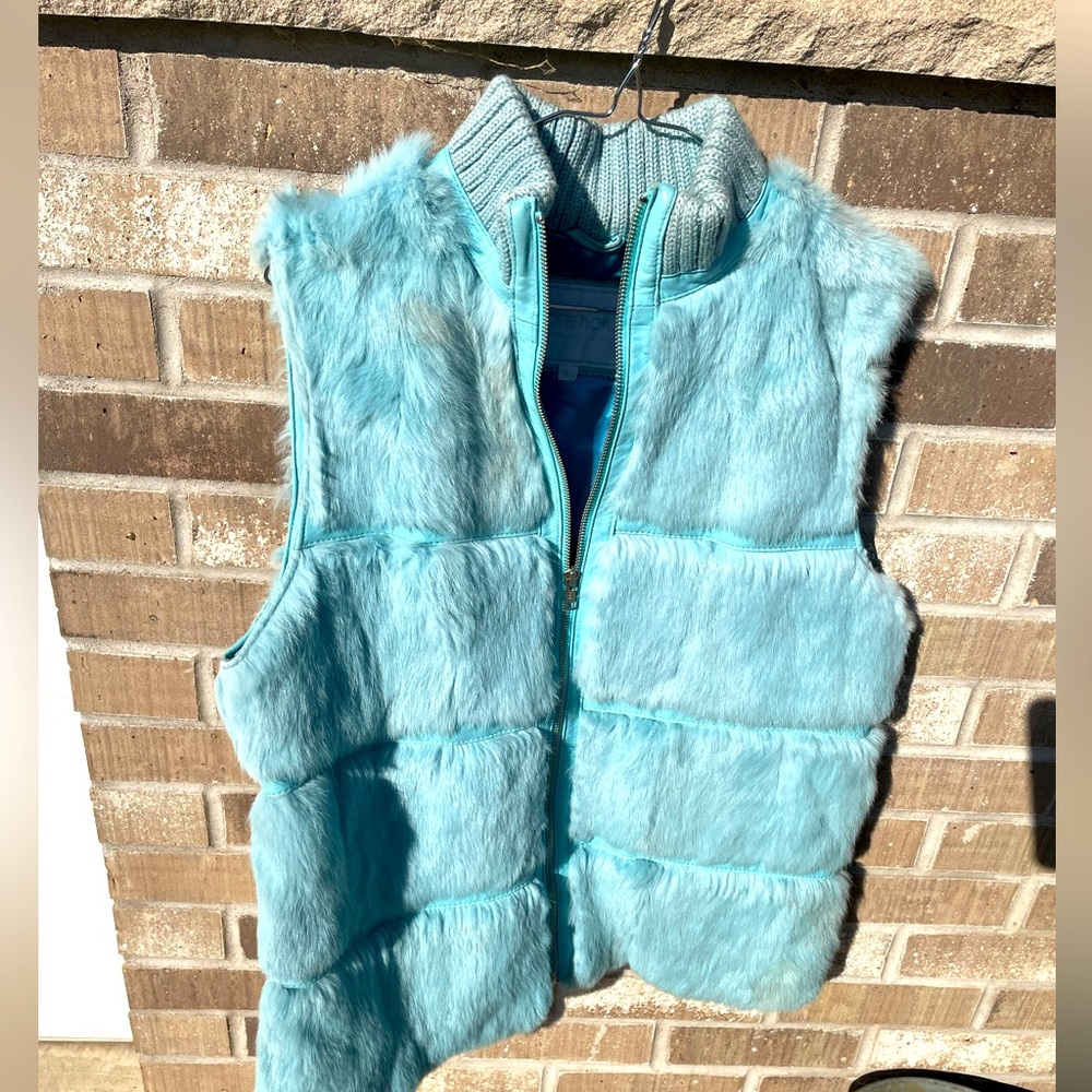 Vintage Votre Nom angora rabbit zip vest
